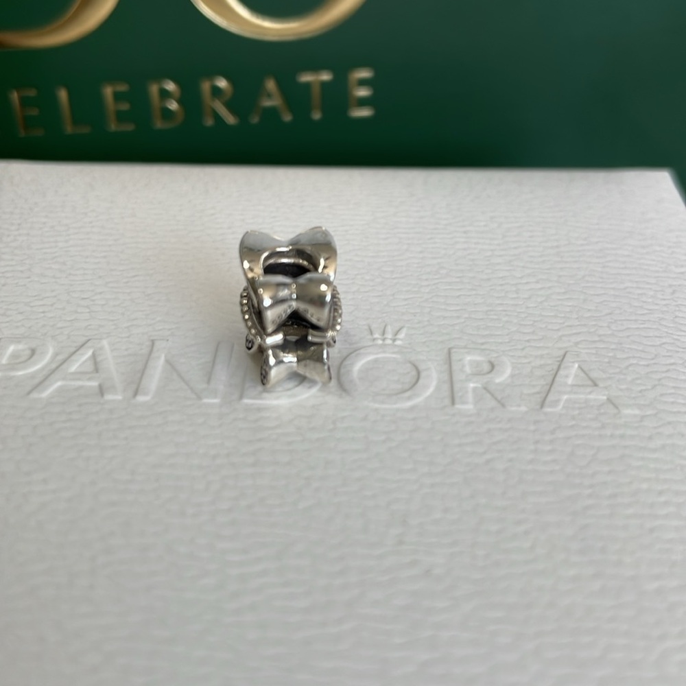 Pandora Purple and Clear Forget Me Not Butterfly Charm - Picture 4 of 4